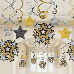 Hollywood Stars Swirl Decorations