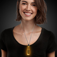 Amber LED Round Bottle Pendant Necklaces