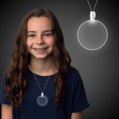 White LED Round Pendant Necklace