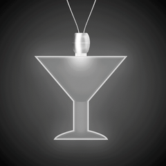 White LED Martini Pendant Necklace