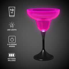 Neon Pink LED 10 oz. Margarita Glass
