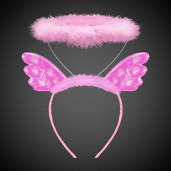 LED Pink Plush Angel Headband