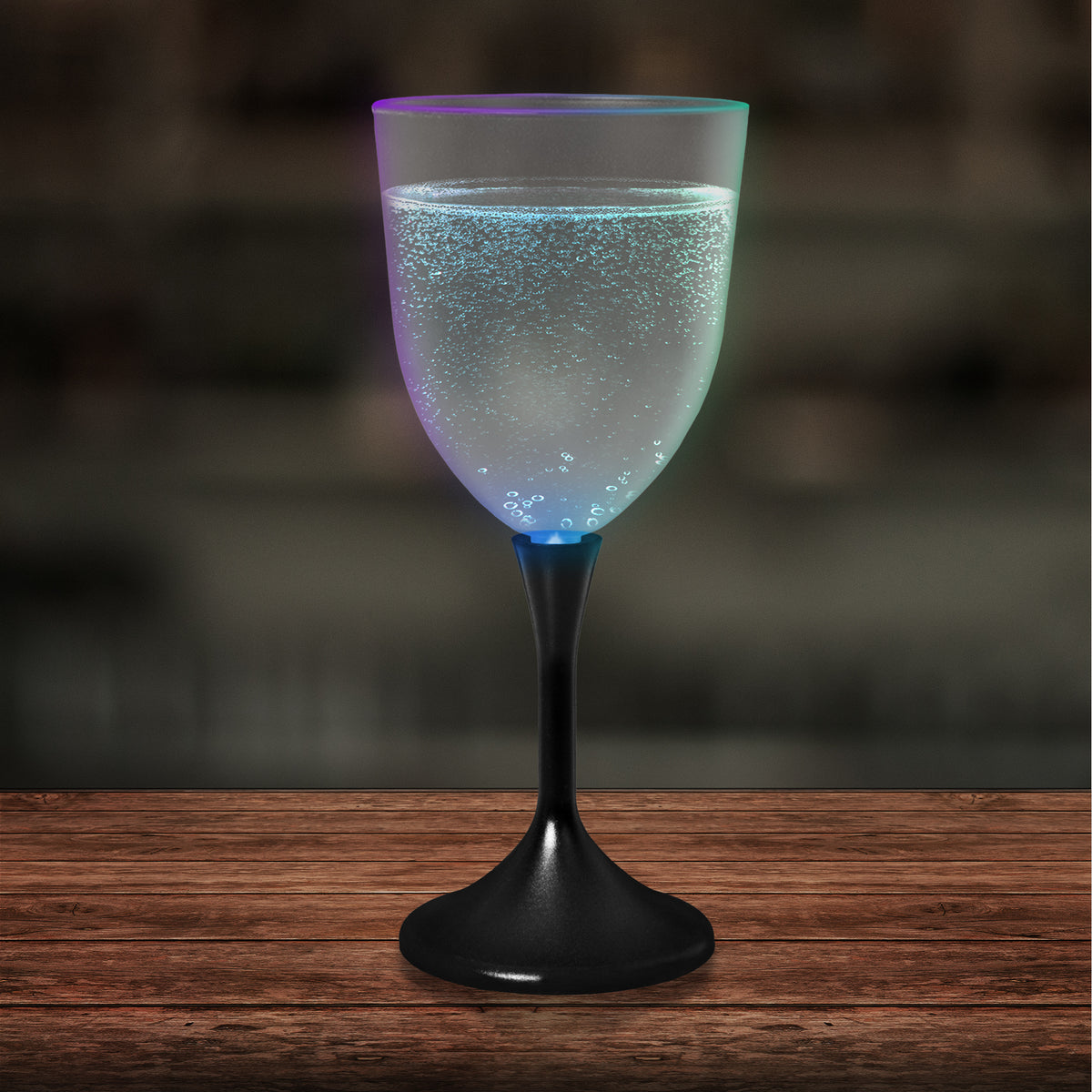 LED 10 oz. Frosted Wine Glass Black Stem