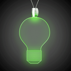 Green LED Light Bulb Pendant Necklace