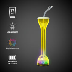 LED Yellow Flashing 17 oz. Yard Glass