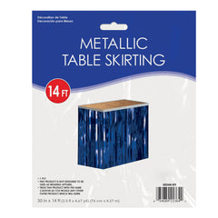 Blue Metallic Fringed Table Skirt