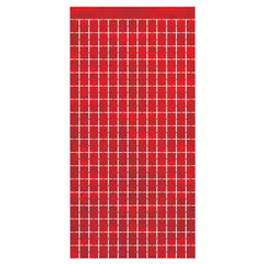 Red Metallic Squares Curtain