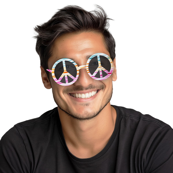 Peace Sign Tie Dye Glasses - 12 Pack – Windy City Novelties display picture 1
