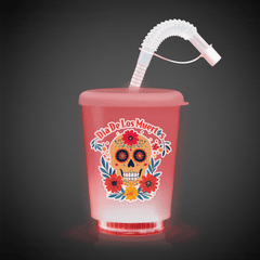 LED Día de Los Muertos 12 oz. Cup with Lid & Straw