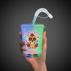 LED Día de Los Muertos 12 oz. Cup with Lid & Straw