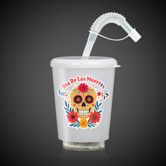 LED Día de Los Muertos 12 oz. Cup with Lid & Straw