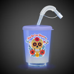 LED Día de Los Muertos 12 oz. Cup with Lid & Straw