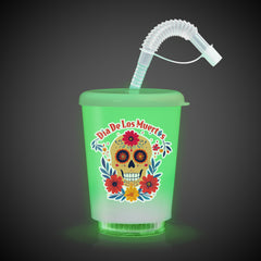 LED Día de Los Muertos 12 oz. Cup with Lid & Straw