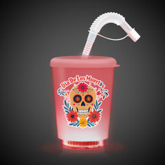 LED Día de Los Muertos 12 oz. Cup with Lid & Straw