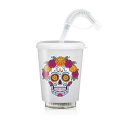 LED Sugar Skull 12 oz. Cup with Lid & Straw