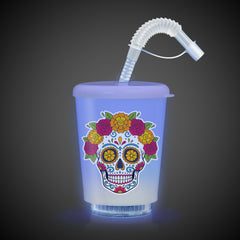 LED Sugar Skull 12 oz. Cup with Lid & Straw