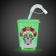 LED Sugar Skull 12 oz. Cup with Lid & Straw