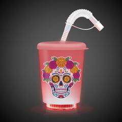 LED Sugar Skull 12 oz. Cup with Lid & Straw