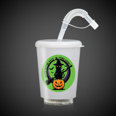 LED Halloween 12 oz. Cup with Lid & Straw