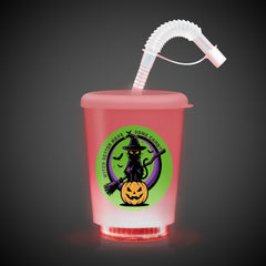 LED Halloween 12 oz. Cup with Lid & Straw