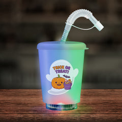 LED Halloween Trick or Treat 12 oz. Cup with Lid & Straw