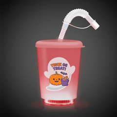 LED Halloween Trick or Treat 12 oz. Cup with Lid & Straw