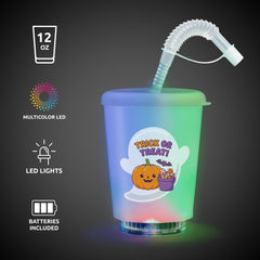 LED Halloween Trick or Treat 12 oz. Cup with Lid & Straw