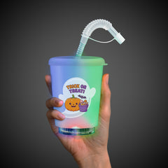 LED Halloween Trick or Treat 12 oz. Cup with Lid & Straw