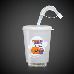 LED Halloween Trick or Treat 12 oz. Cup with Lid & Straw