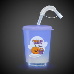 LED Halloween Trick or Treat 12 oz. Cup with Lid & Straw