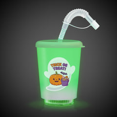 LED Halloween Trick or Treat 12 oz. Cup with Lid & Straw