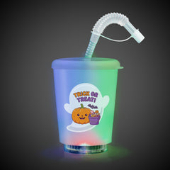 LED Halloween Trick or Treat 12 oz. Cup with Lid & Straw