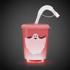 LED Halloween Ghost 12 oz. Cup with Lid & Straw