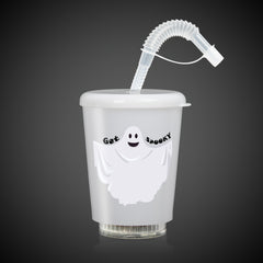 LED Halloween Ghost 12 oz. Cup with Lid & Straw