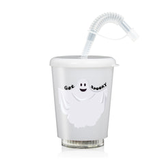 LED Halloween Ghost 12 oz. Cup with Lid & Straw