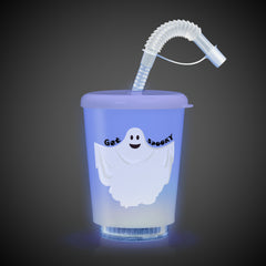 LED Halloween Ghost 12 oz. Cup with Lid & Straw
