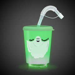 LED Halloween Ghost 12 oz. Cup with Lid & Straw
