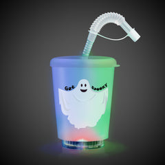 LED Halloween Ghost 12 oz. Cup with Lid & Straw