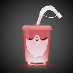 LED Halloween Ghost 12 oz. Cup with Lid & Straw