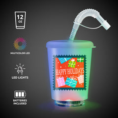 LED Happy Holidays 12 oz. Cup