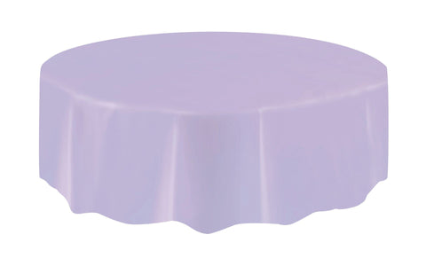 Lavender Solid Round Plastic Table Cover, 84"
