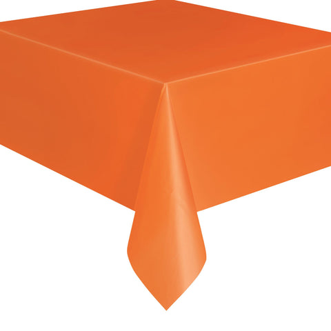 Pumpkin Orange Solid Rectangular Plastic Table Cover, 54" x 108"