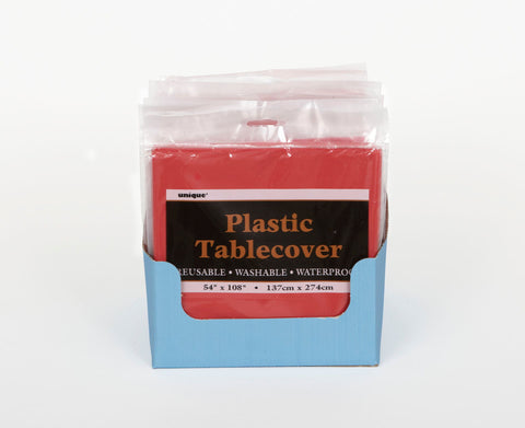 Ruby Red Solid Rectangular Plastic Table Cover, 54" x 108"