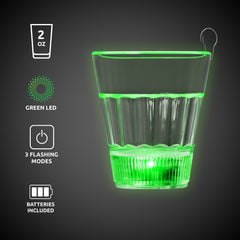 LED Green 2 oz. Shot Glass with Clip