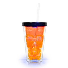 LED Neon Orange Skull Cup