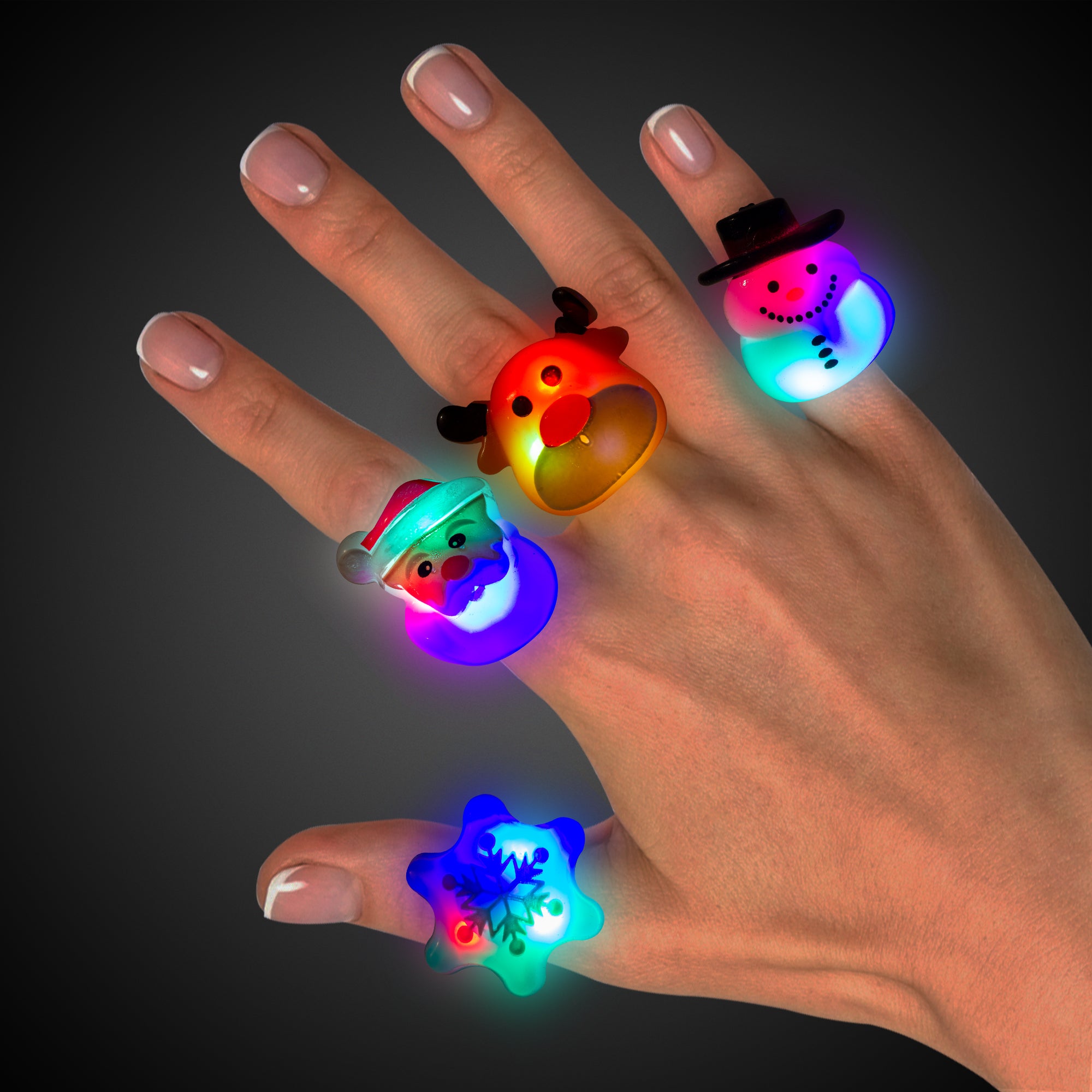 Led Christmas Rings Assorted LED Christmas Rings | Windy City Novelties