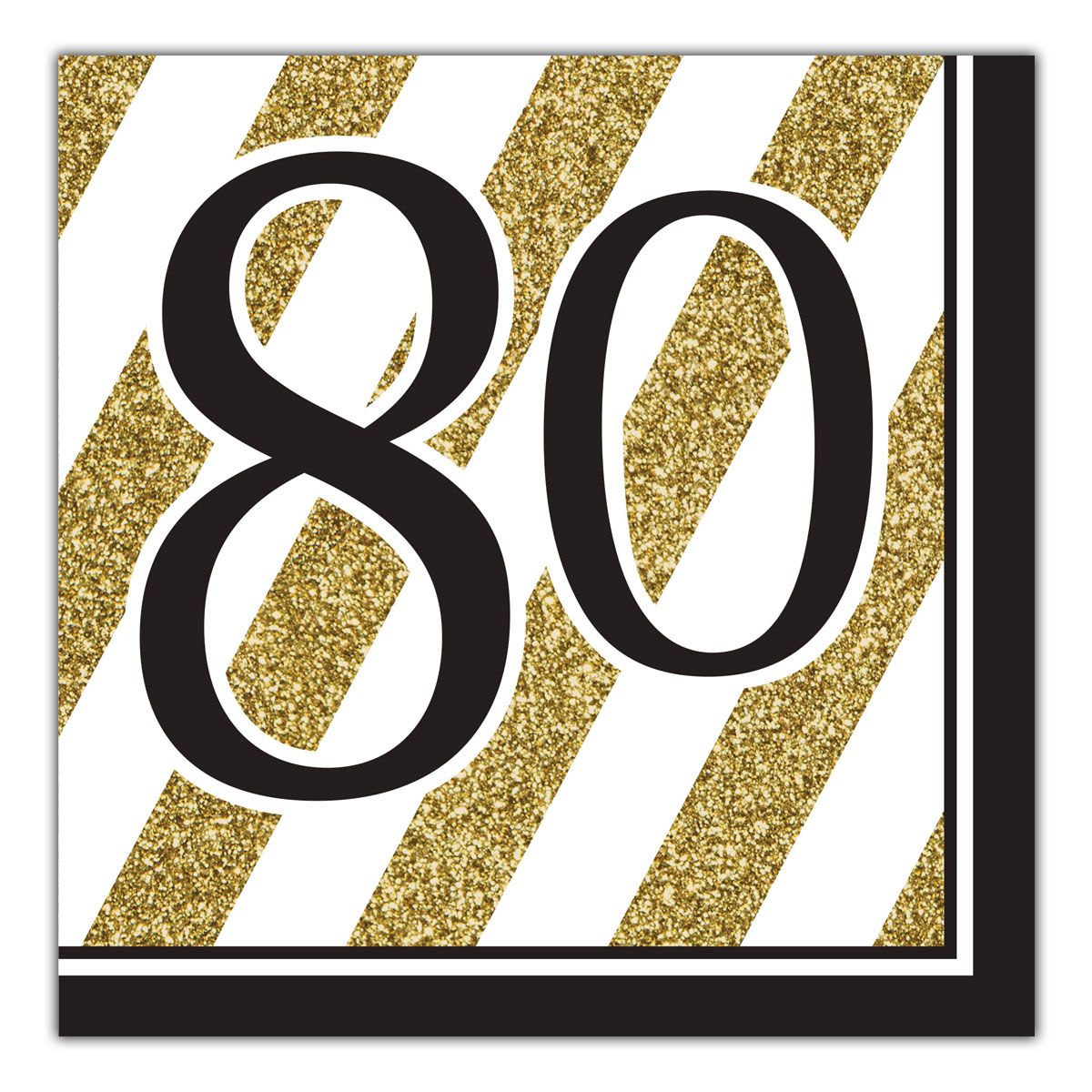 Black & Gold 80th Lunch Napkins