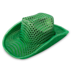 LED Green Sequin Cowboy Hat