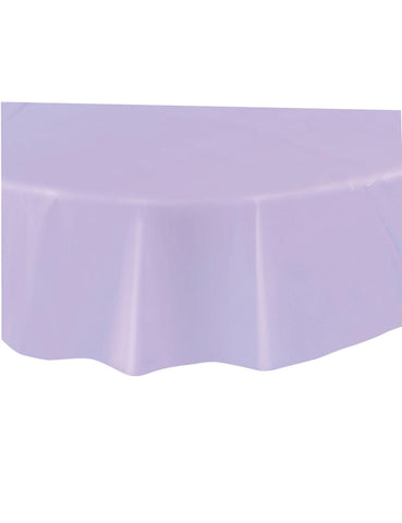 Lavender Solid Round Plastic Table Cover, 84"