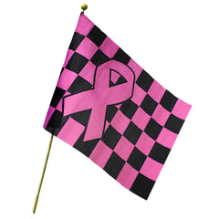 Pink Ribbon Checkered 12" x 18" Flags